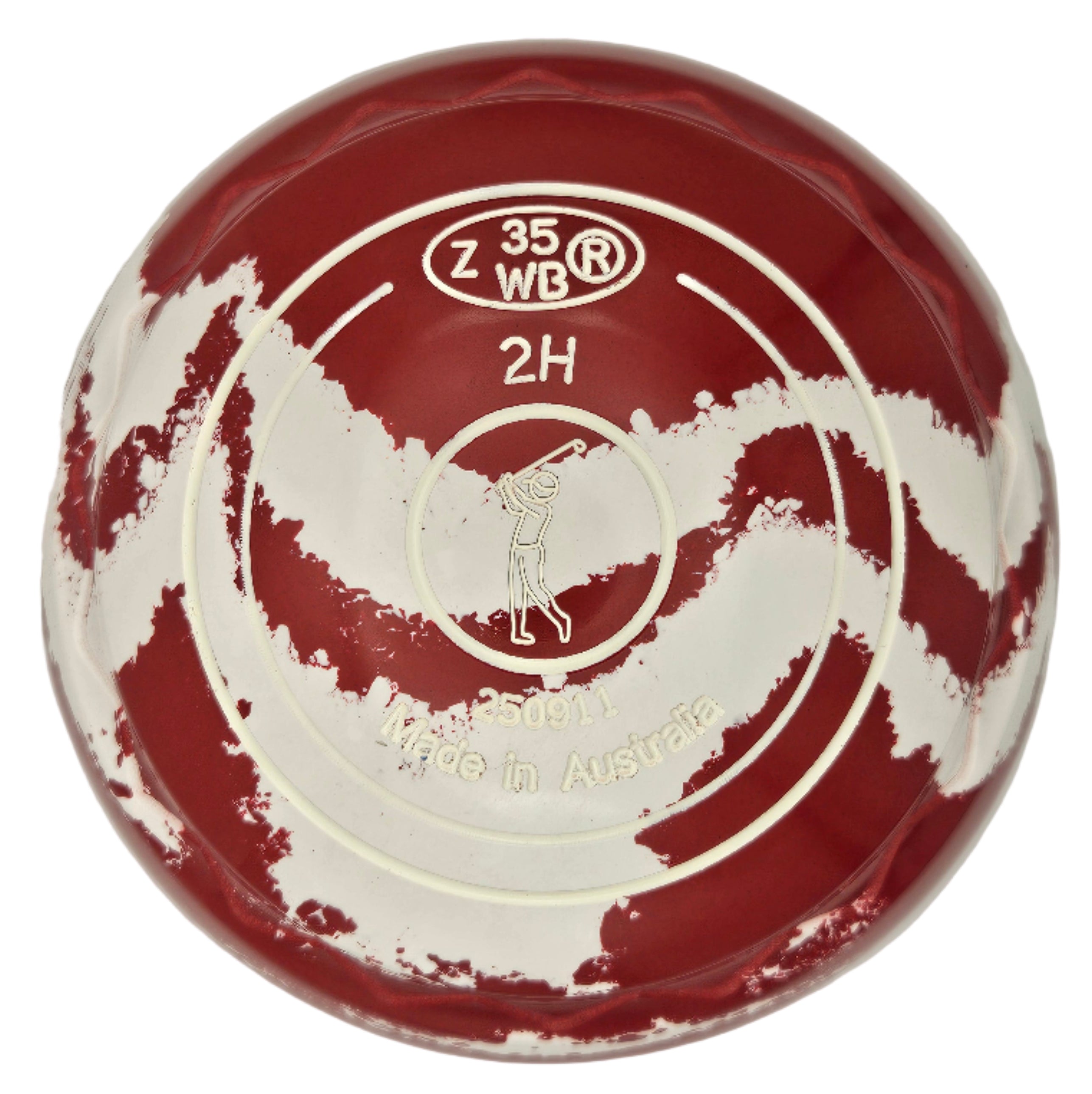 Aero Groove 2H Solid Red White Swirl Z-Scoop Golfer Emblem (FRONT)