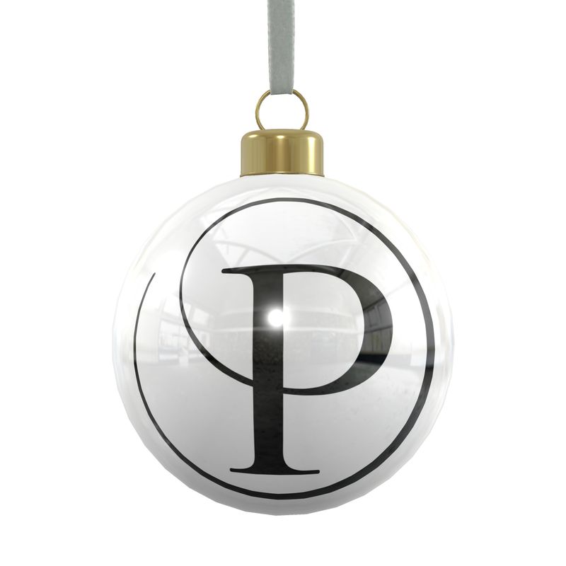 Bone China Potters P Bauble - Black