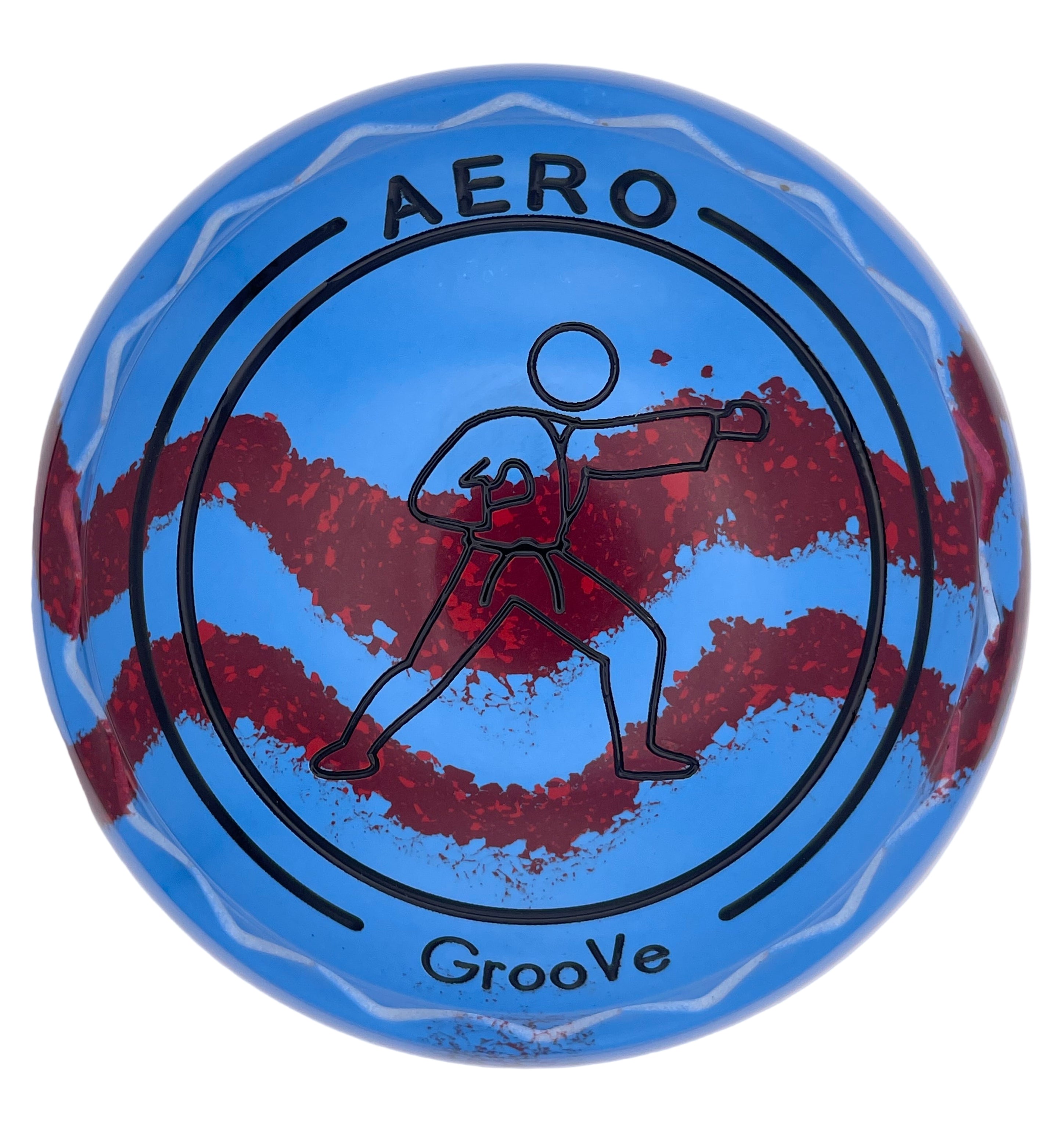 Aero Groove 4H Solid Blue - Maroon Swirl Z-Scoop Karate Emblem Front