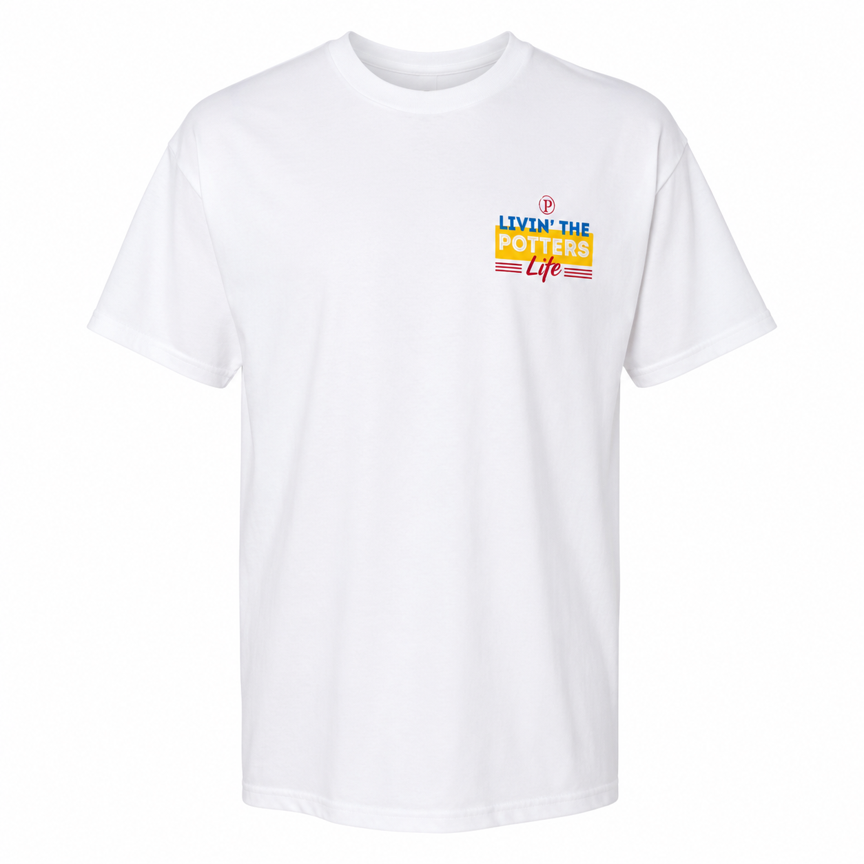 Potters Resorts LIVIN' The Potters Life - T shirt (Small Front Left Print) White