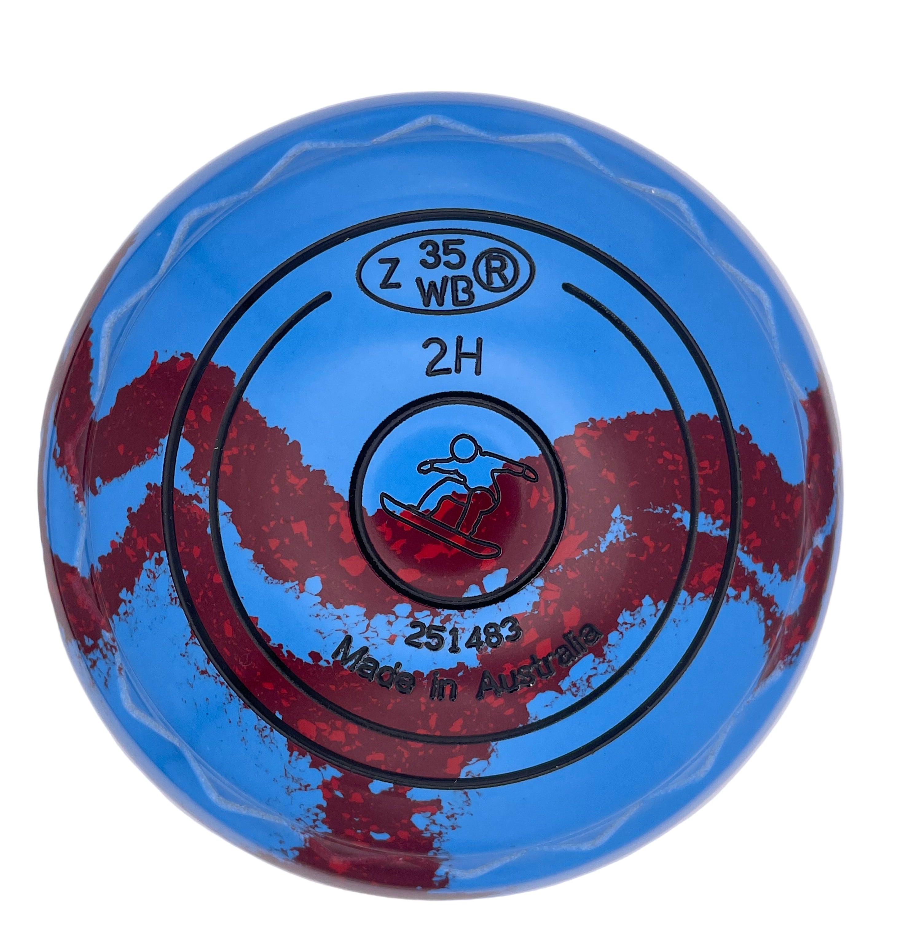 Aero Quantum 2H Solid Blue - Maroon Swirl Z-Scoop Snowboarding Emblem Back