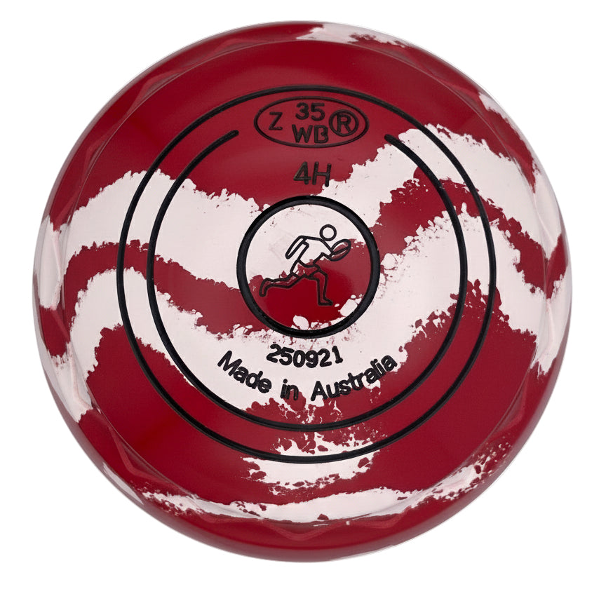 Aero Groove 4H Solid Red - White Swirl Z-Scoop Rugby Emblem Back