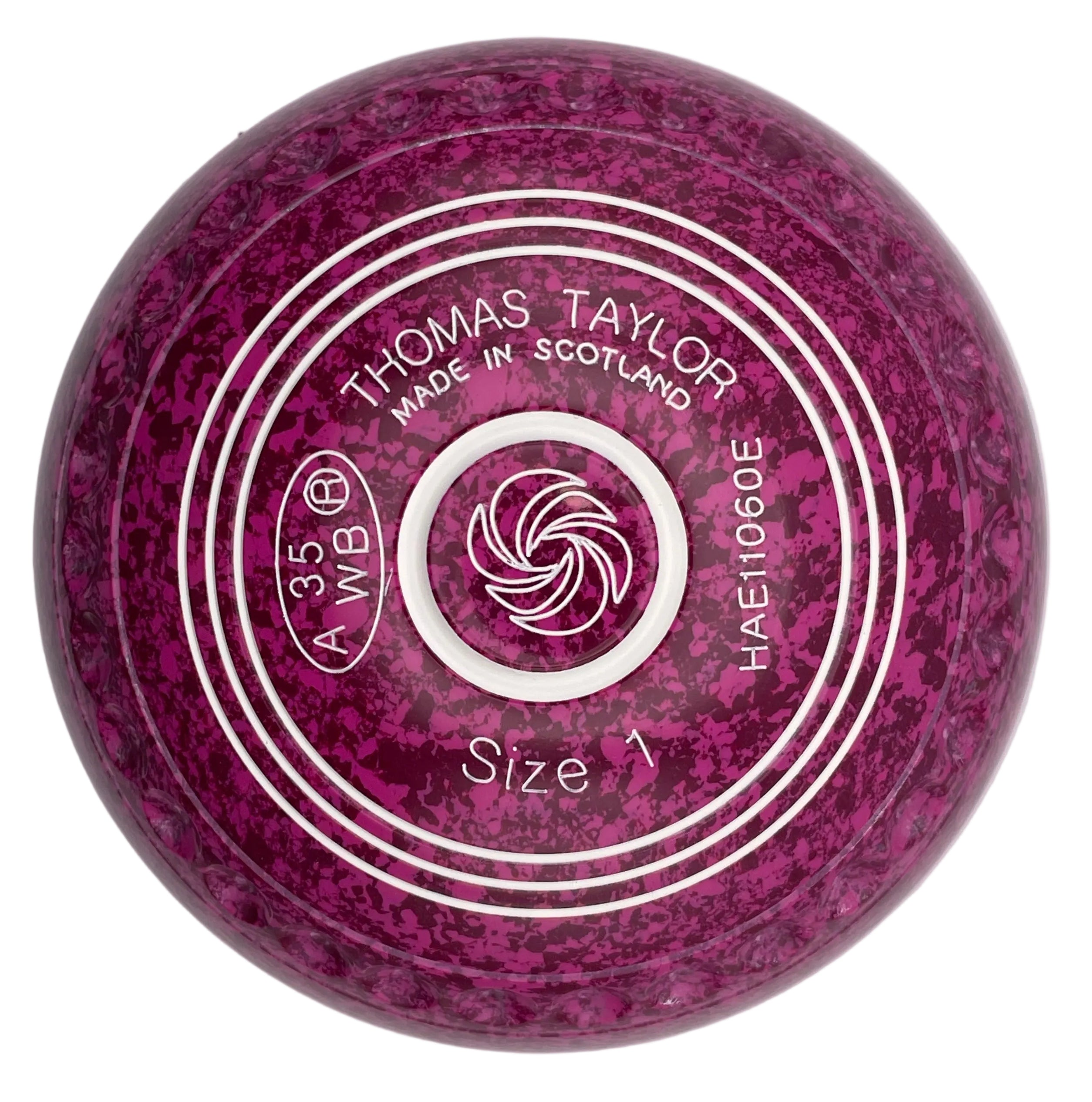 Taylor Ace 1H Raspberry Ripple Swirl 6 Emblem Front