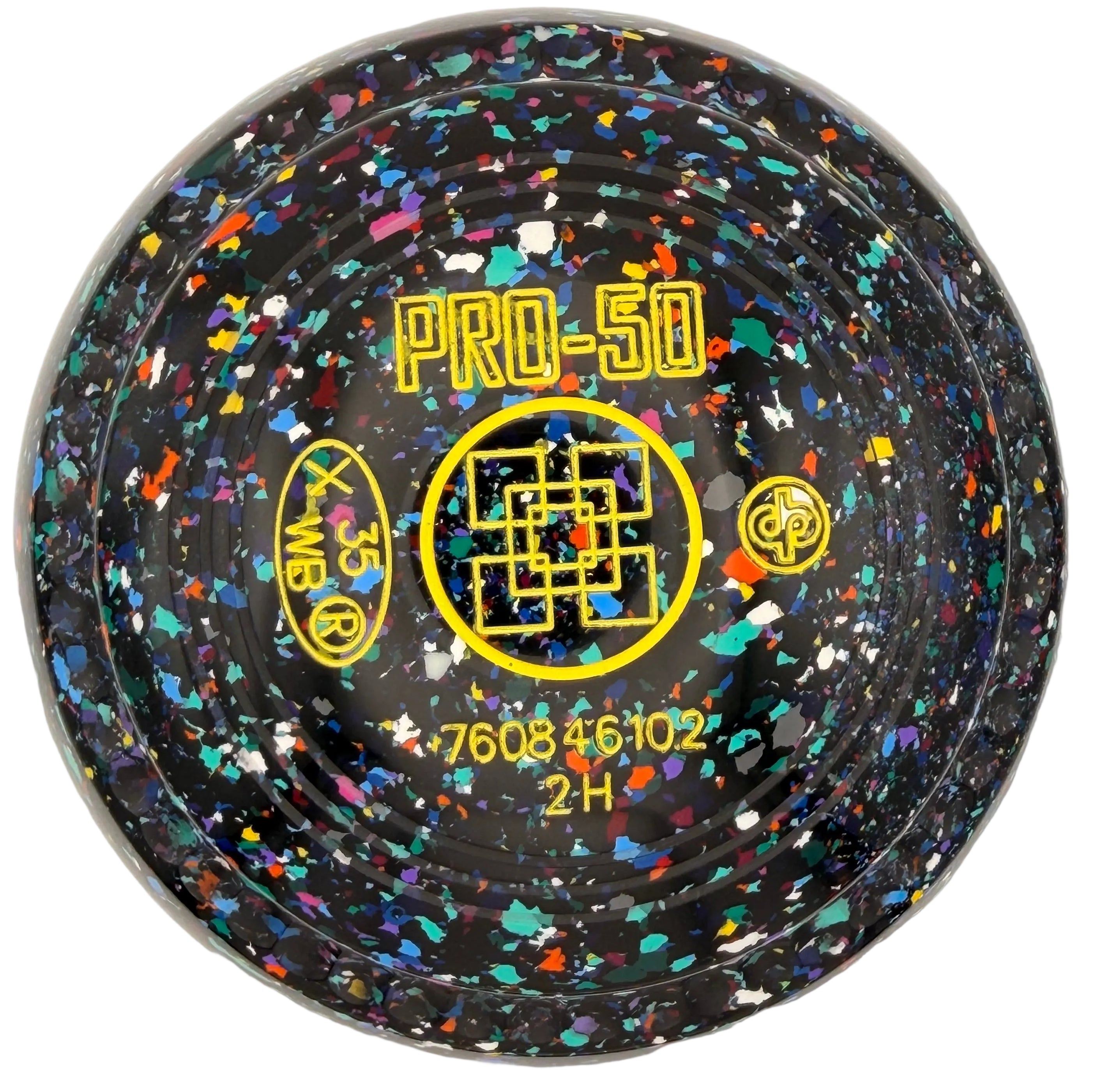 Drakes Pride Pro 50 2H Black Harlequin Squares Geometric Emblem Front