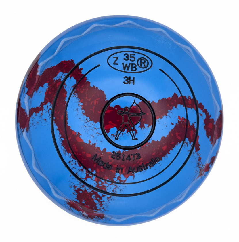 Aero Groove 3H Solid Blue - Maroon Swirl Z-Scoop Archery Emblem Back