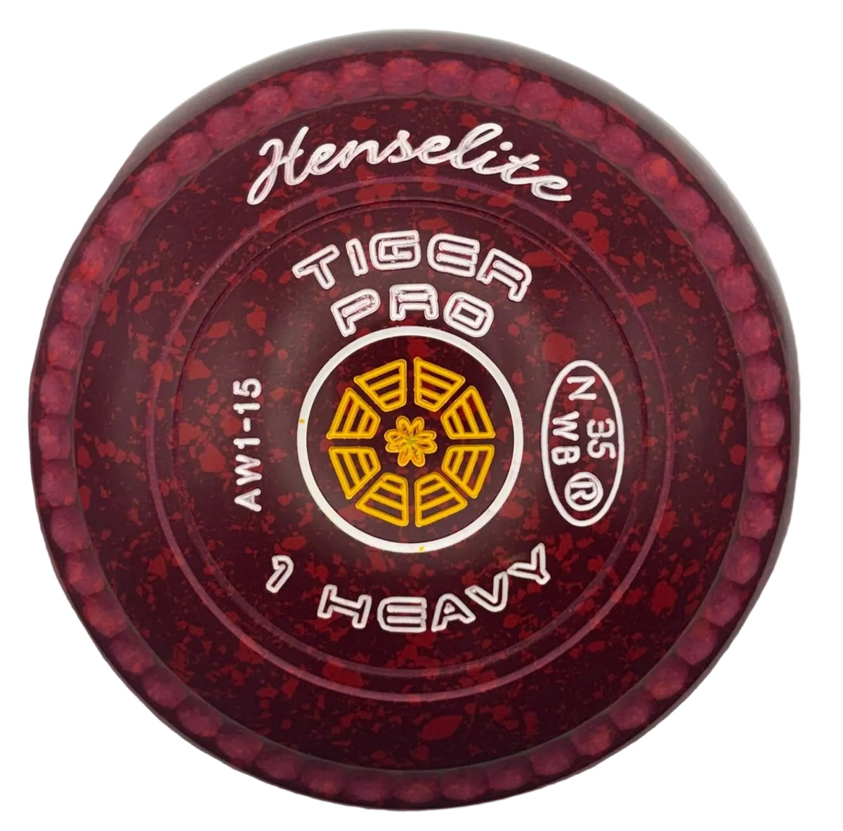 Henselite Tiger Pro 1H Ruby Rich Geo Web Emblem Front