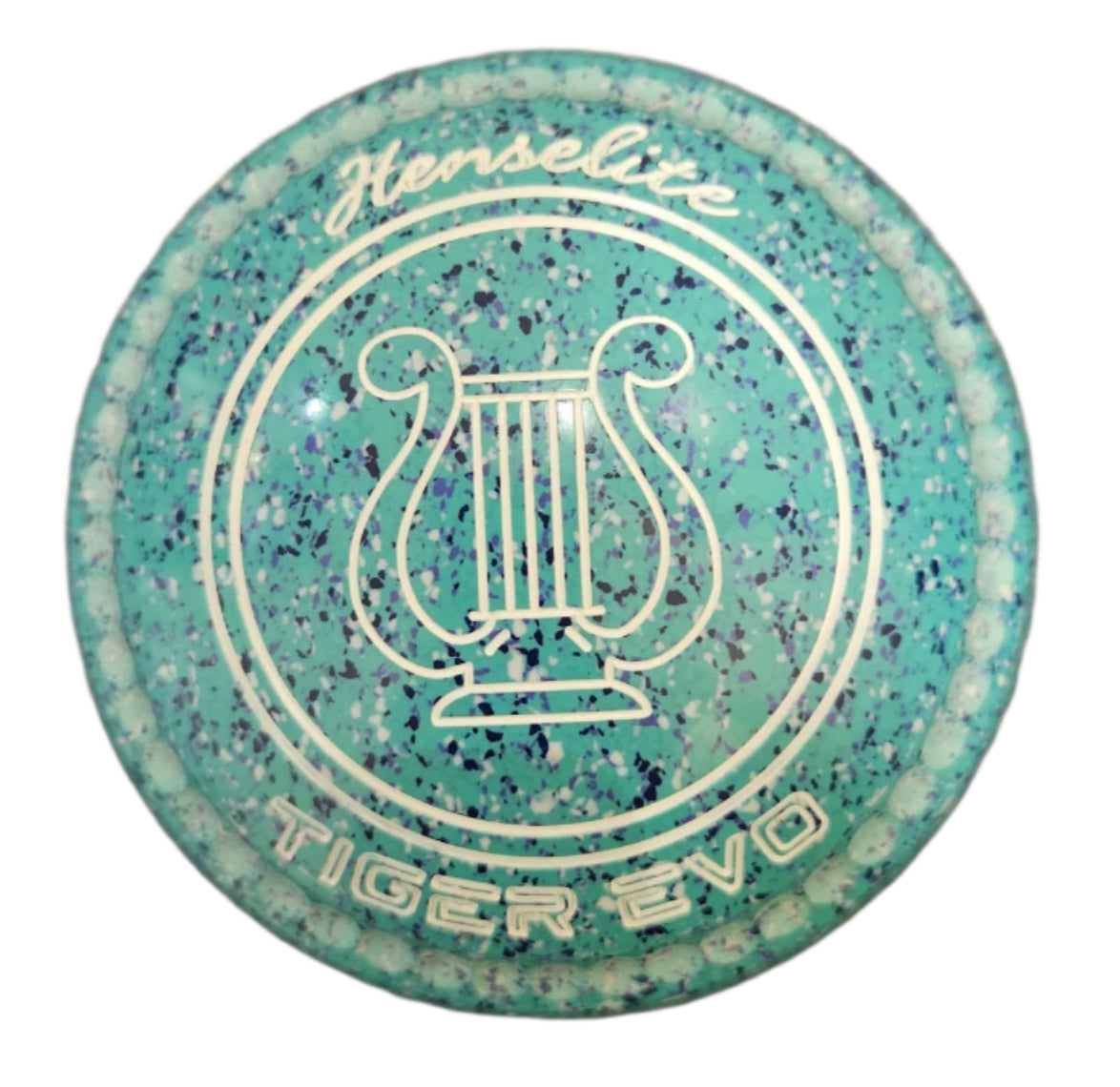Blue Henselite bowl with harp emblem