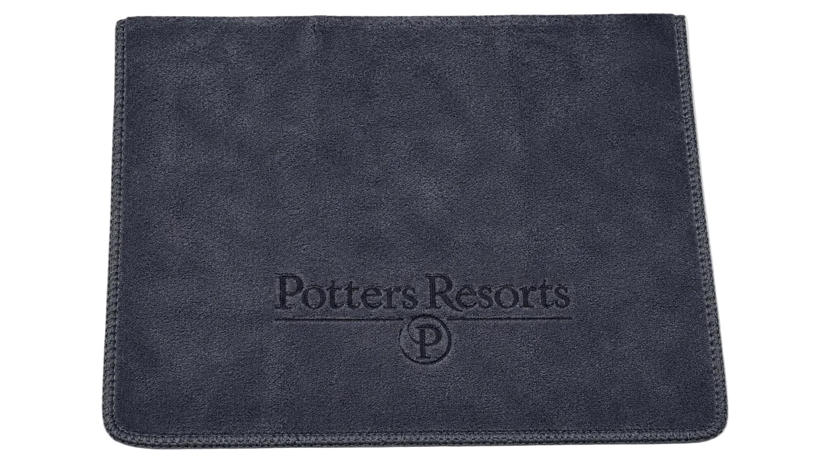 Dark gray mat with 'Potters Resorts' logo on a white background