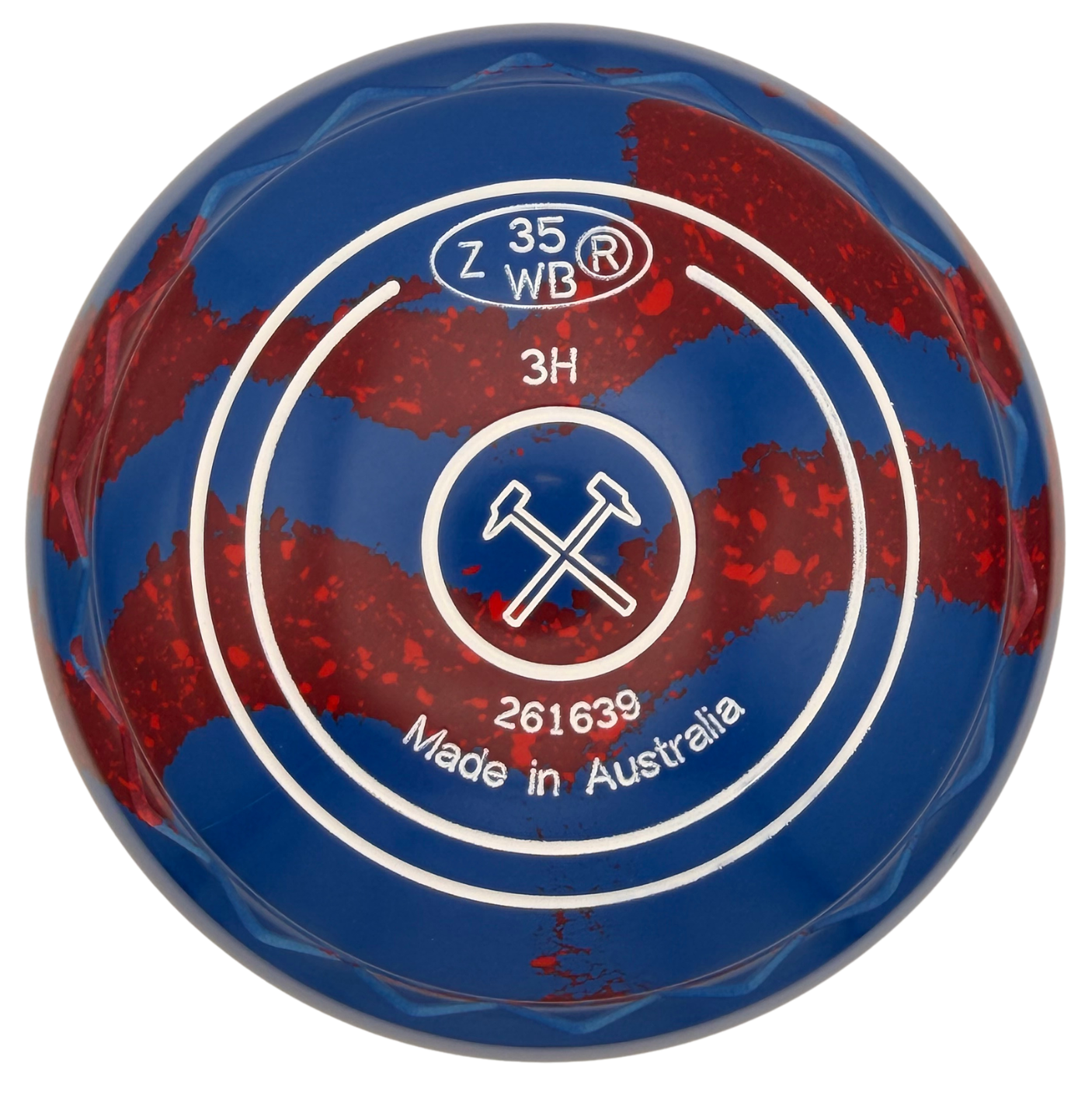Aero Quantum Light Blue Speckled Maroon Swirl Hammers Emblem Z-Scoop Grip Back