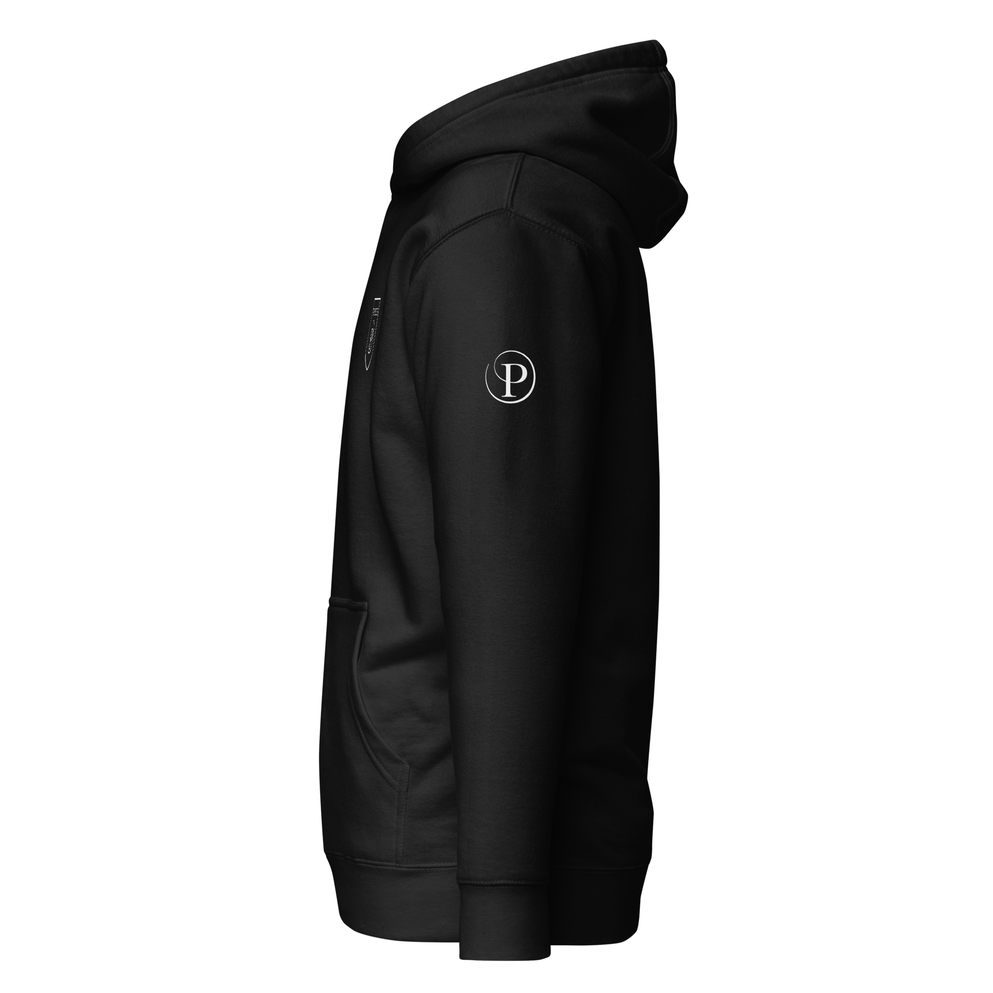 Black Friends Exclusive pullover hoodie with printed Friends crest and Potters P sleeve detail