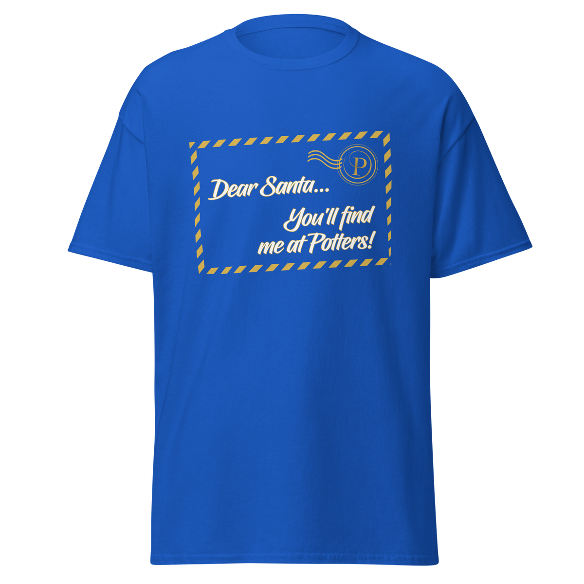 Potters Exclusive Dear Santa Christmas T Shirt in Royal Blue