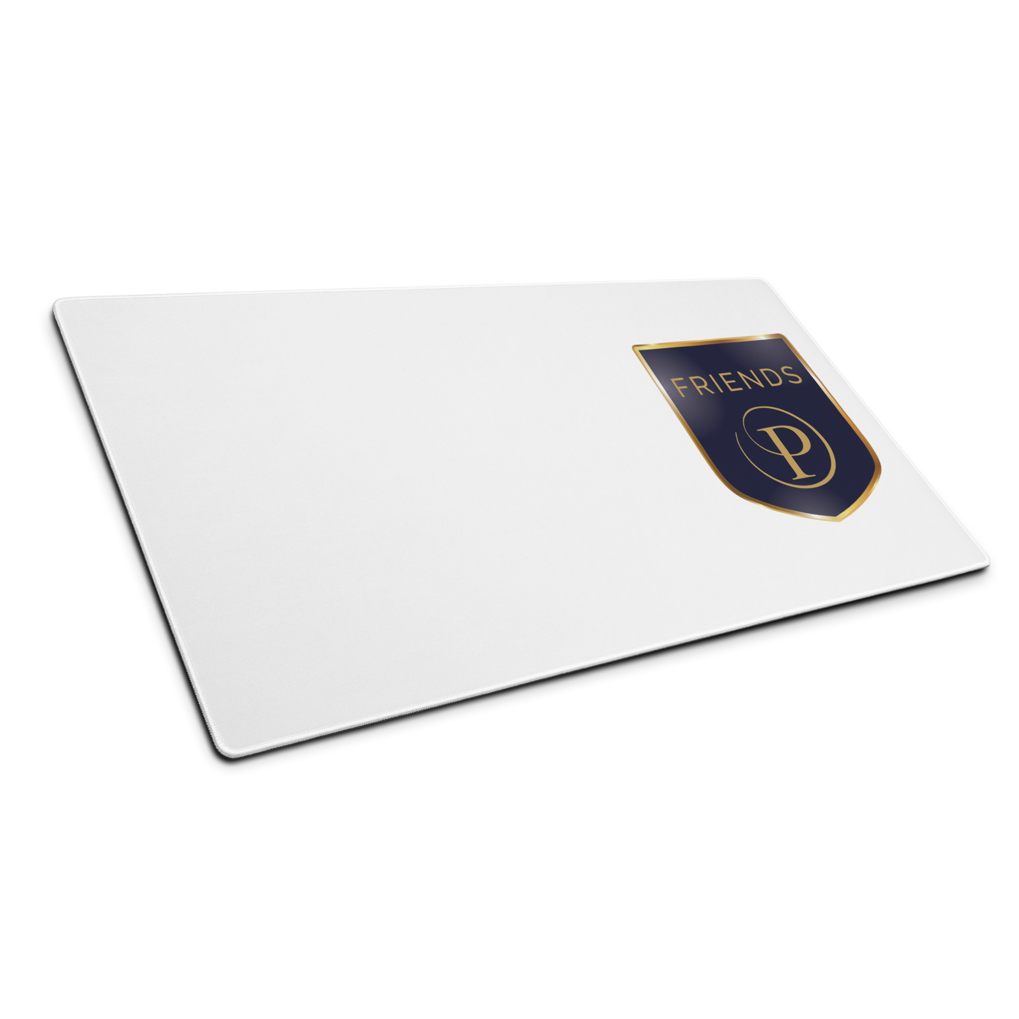 White mouse pad with 'Friends' logo on a white background