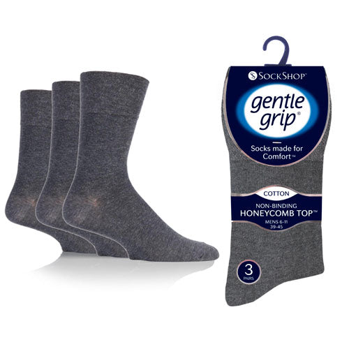 Men’s Gentle Grip Socks – 3 pack of cushioned, breathable socks.