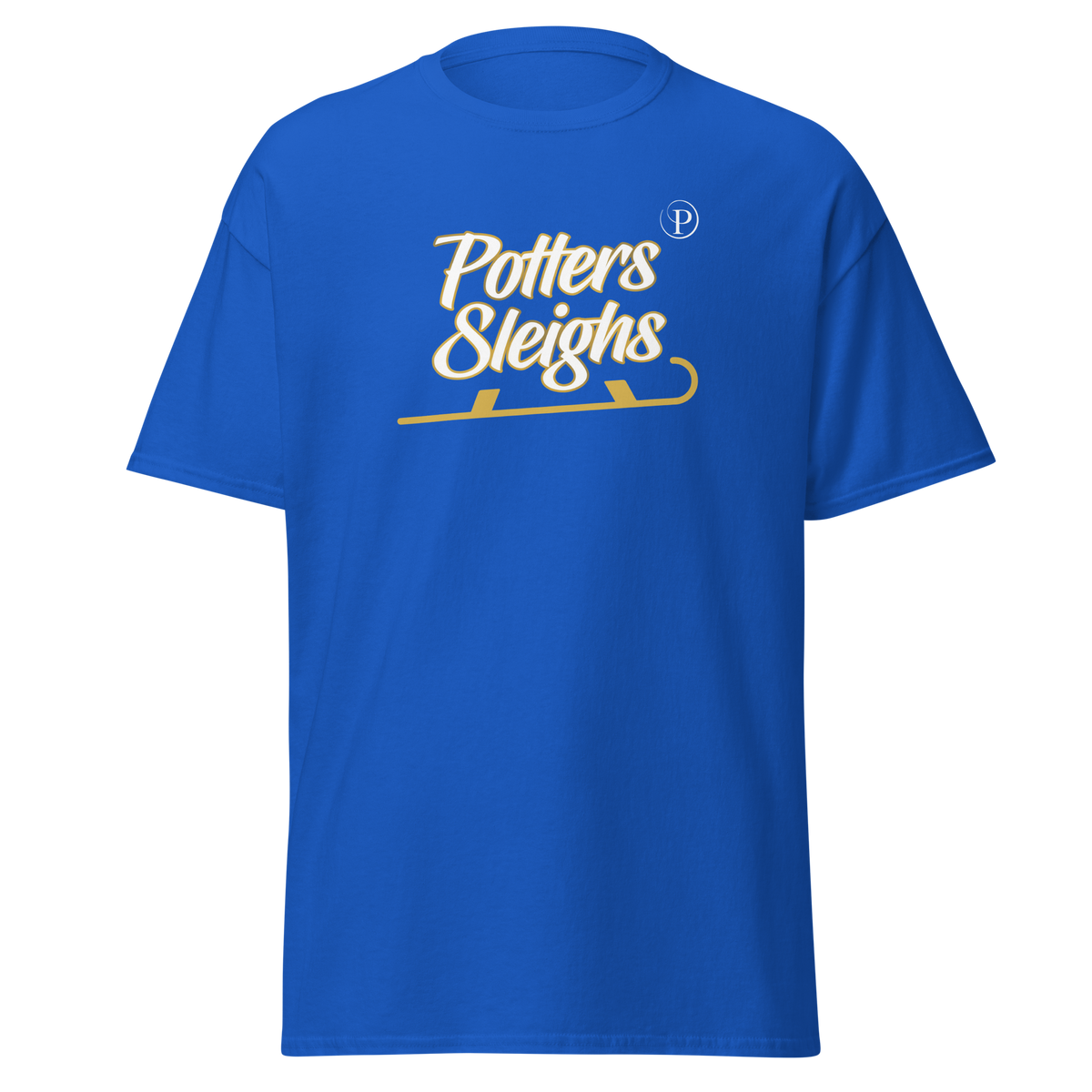 Potters Exclusive Potters Sleighs Festive T Shirt in Royal Blue