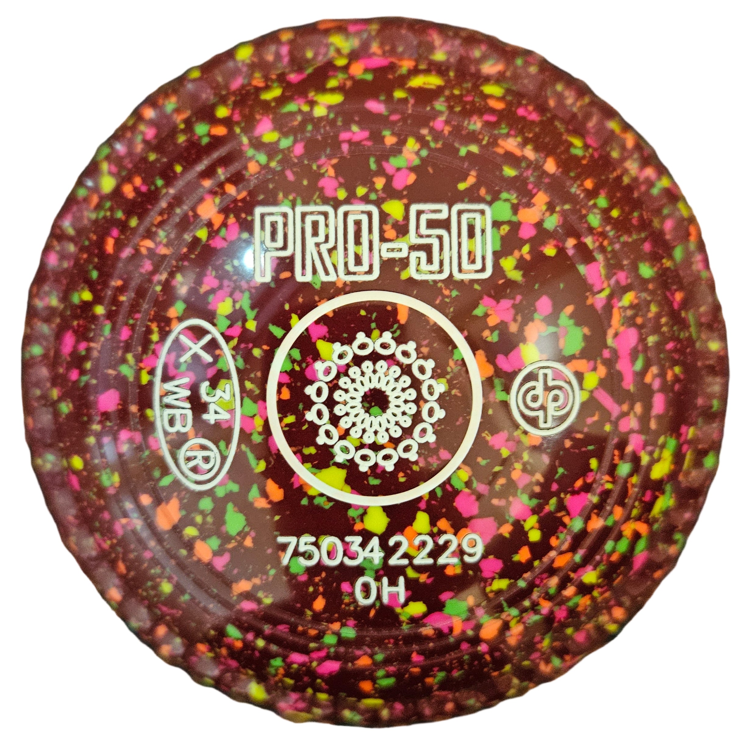 Drakes Pride Pro 50 0H Maroon Fluorescent Harlequin Geometric Emblem FRONT