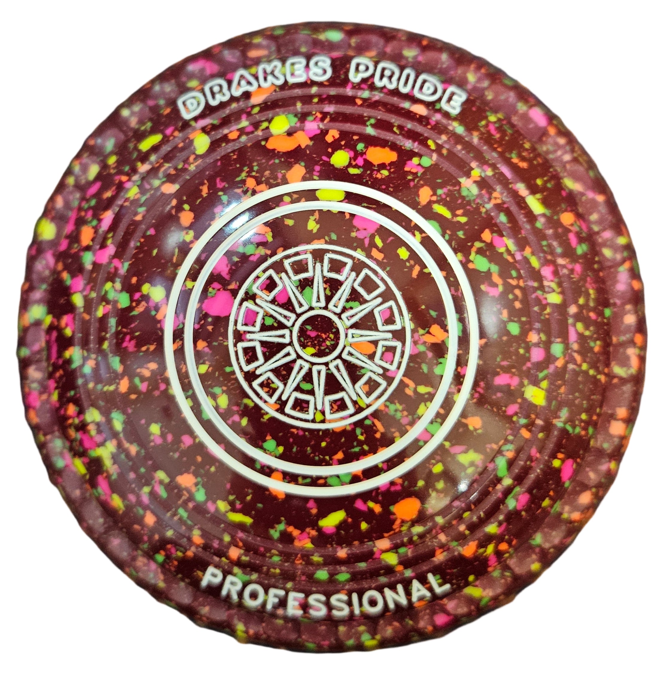 Drakes Pride Pro 50 00H Maroon Red Fluorescent Harlequin Geometric Emblem BACK