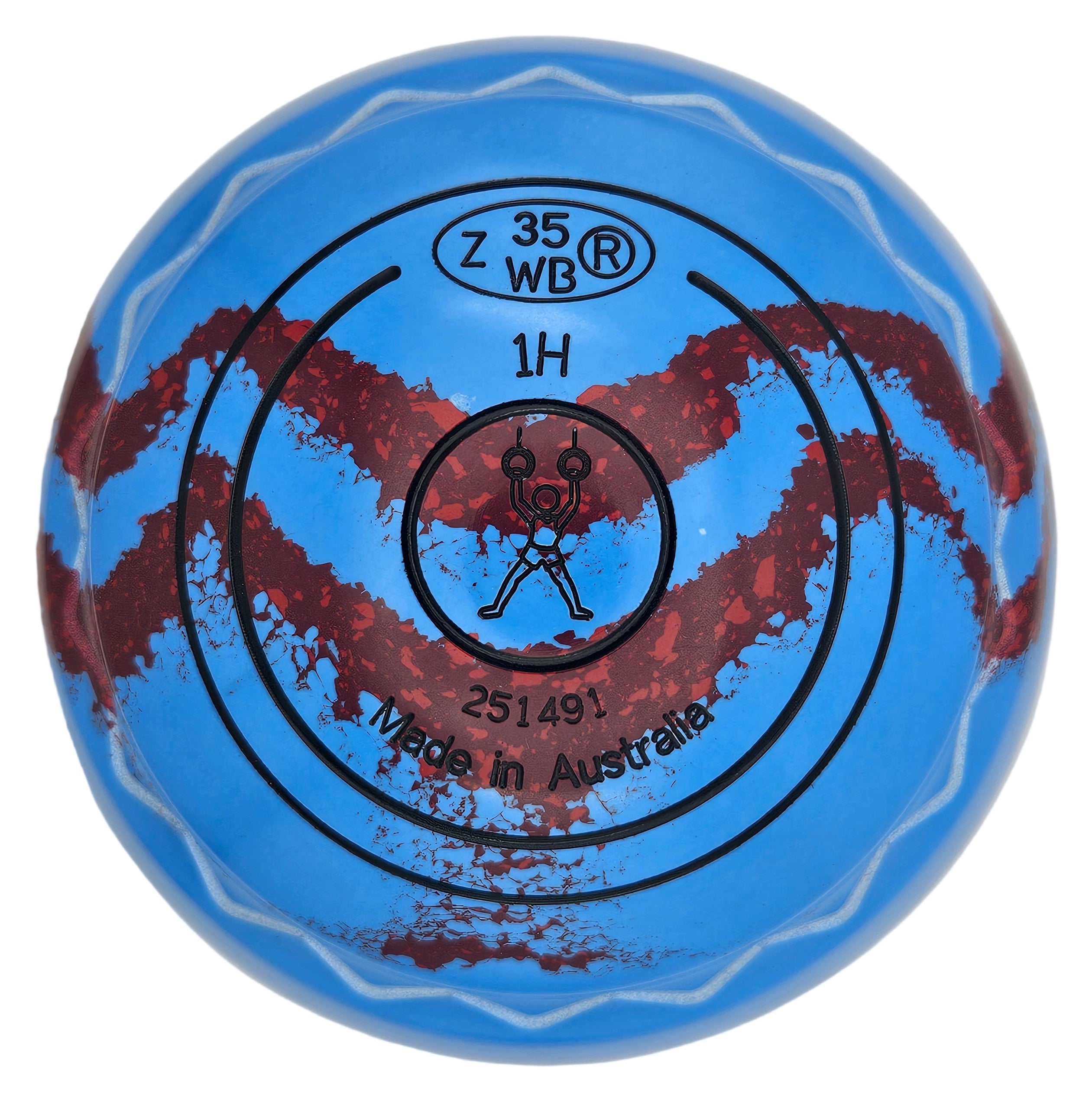 Aero Quantum 1H Solid Blue Maroon Swirl Z-Scoop Rings Emblem (FRONT)