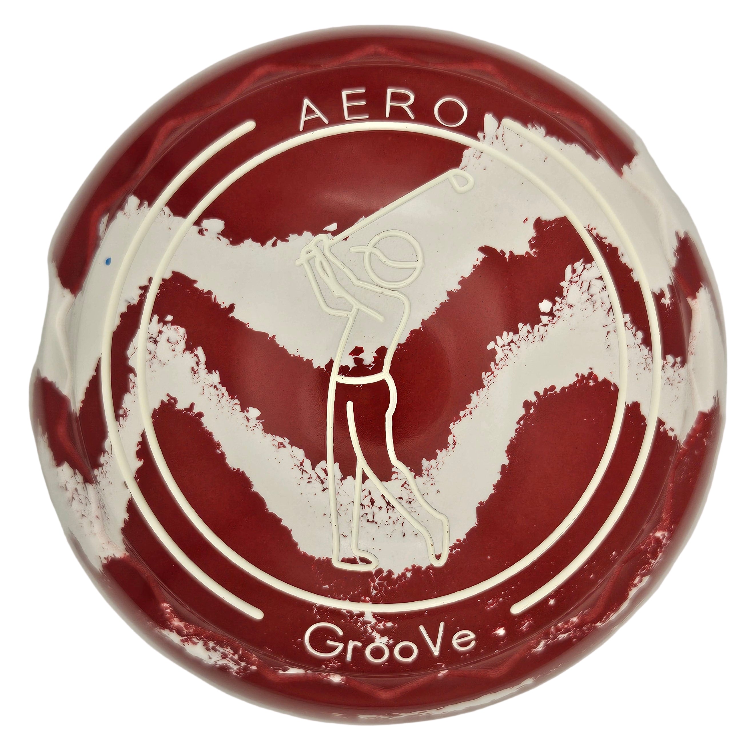 Aero Groove 2H Solid Red White Swirl Z-Scoop Golfer Emblem (bACK)