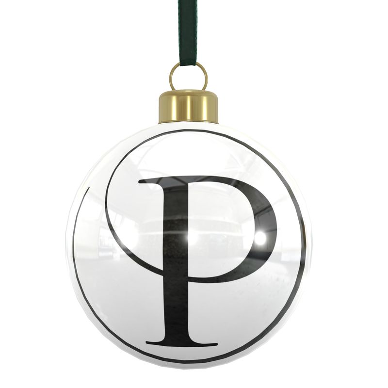 Bone China Potters P Bauble - Black