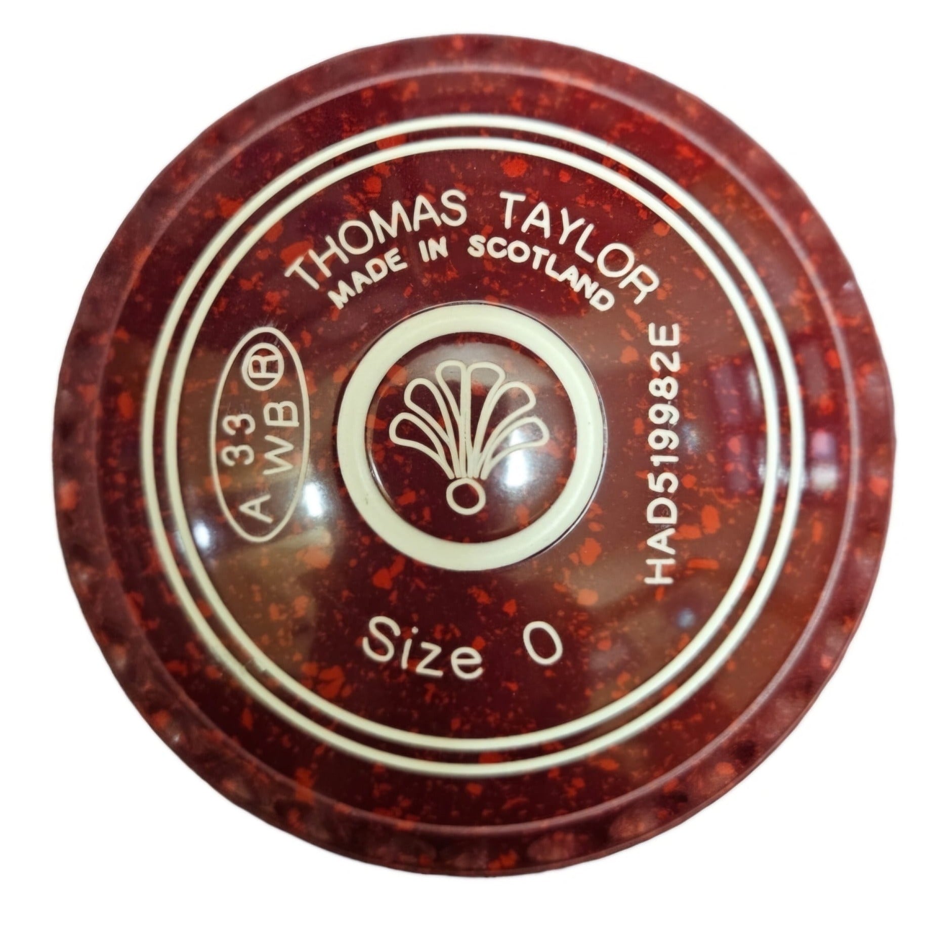 Taylor Ace 0H bowl in maroon red with geometrical emblem