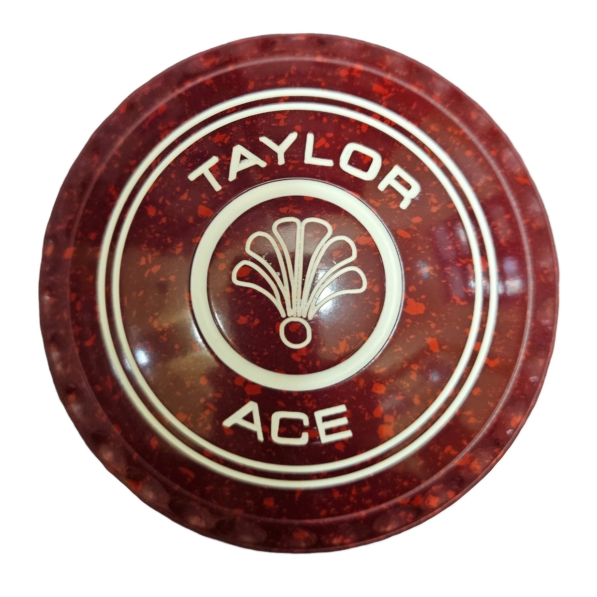 Taylor Ace 0H bowl in maroon red with geometrical emblem