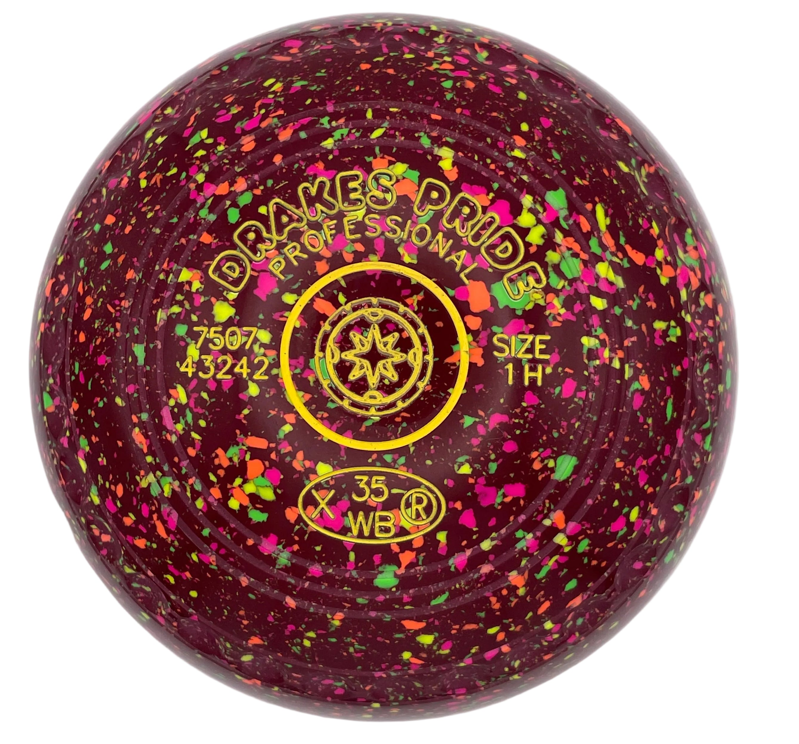 Drakes Pride Professional 1H Maroon Fluorescent Harlequin Geo 18 Emblem Front