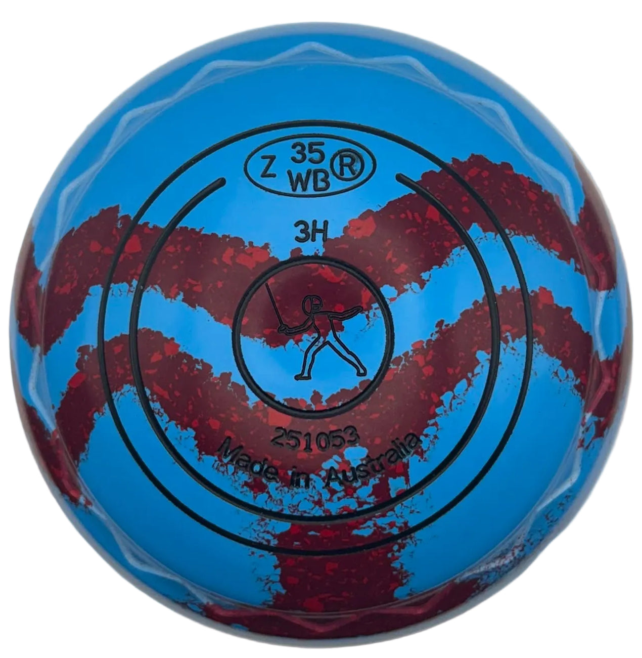 Aero Quantum 3H Solid Blue - Maroon Swirl Fencing Emblem Z-Scoop back 