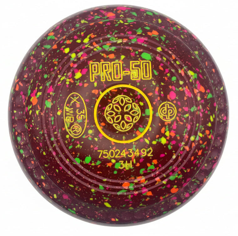 Drakes Pride Pro 50 3H Maroon Fluorescent Harlequin Geo 1 Emblem Front 
