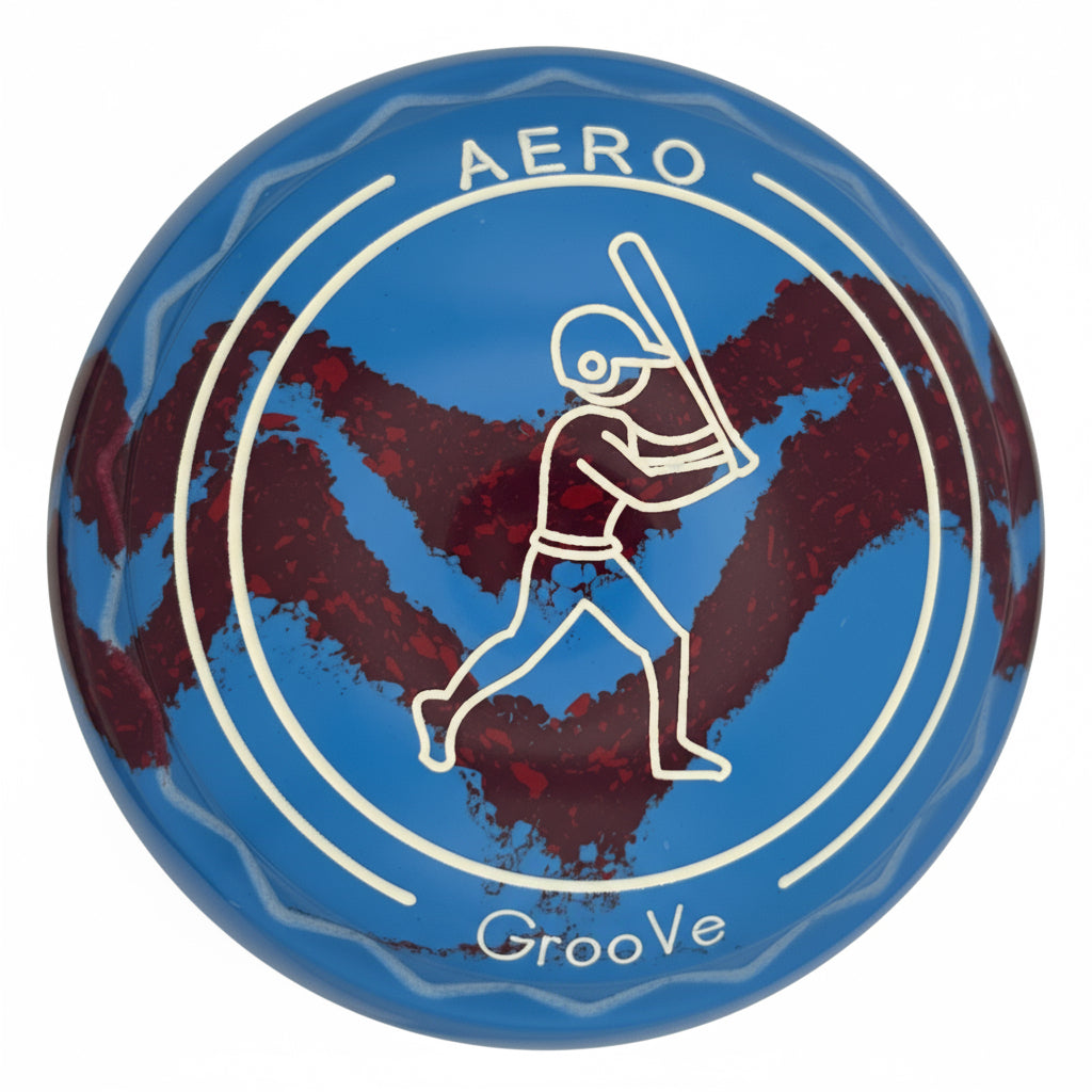 Aero Groove 2H Solid Blue - Maroon Swirl Z-Scoop Cricket Emblem Front