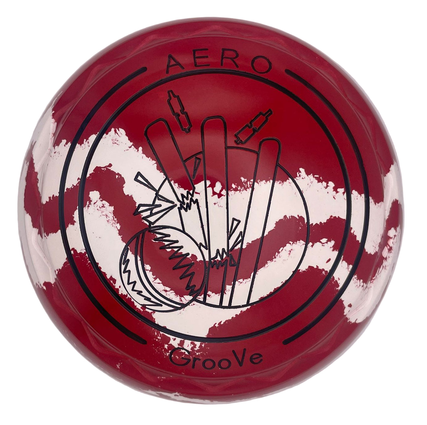 Aero Groove 3H Solid Red - White Swirl Cricket Emblem Z-Scoop Front 