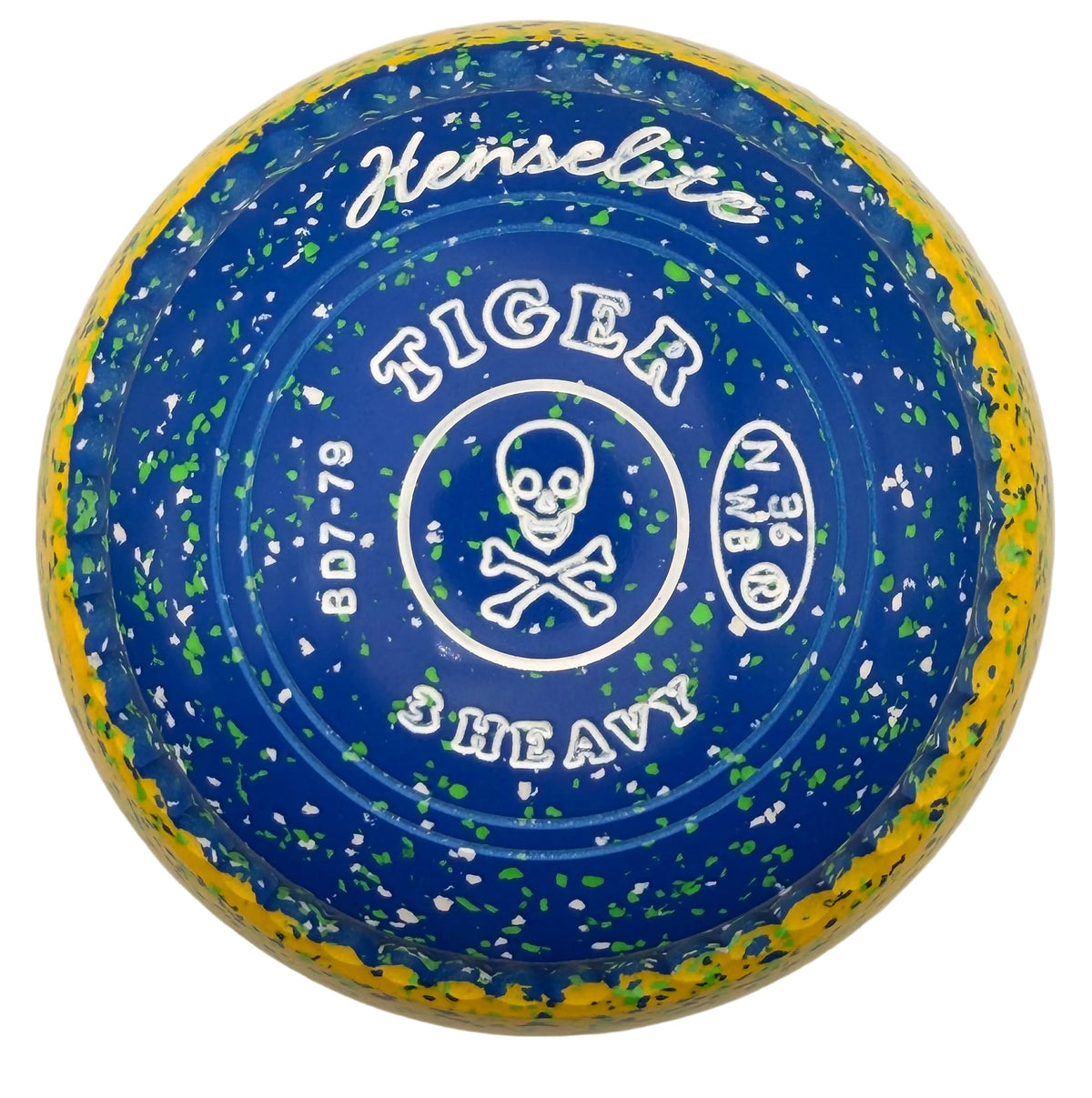 Henselite Tiger 3H *Limited Edition* Potters Exclusive Seaside Slice Bowls Skull Cross Bones Emblem  Mega Grip Front 