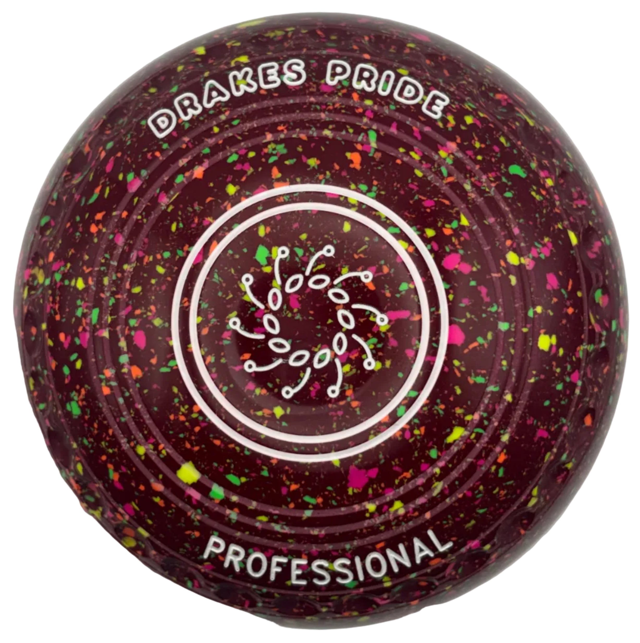 Drakes Pride Professional 0H Maroon Fluorescent Harlequin Geometric Circle Emblem back 