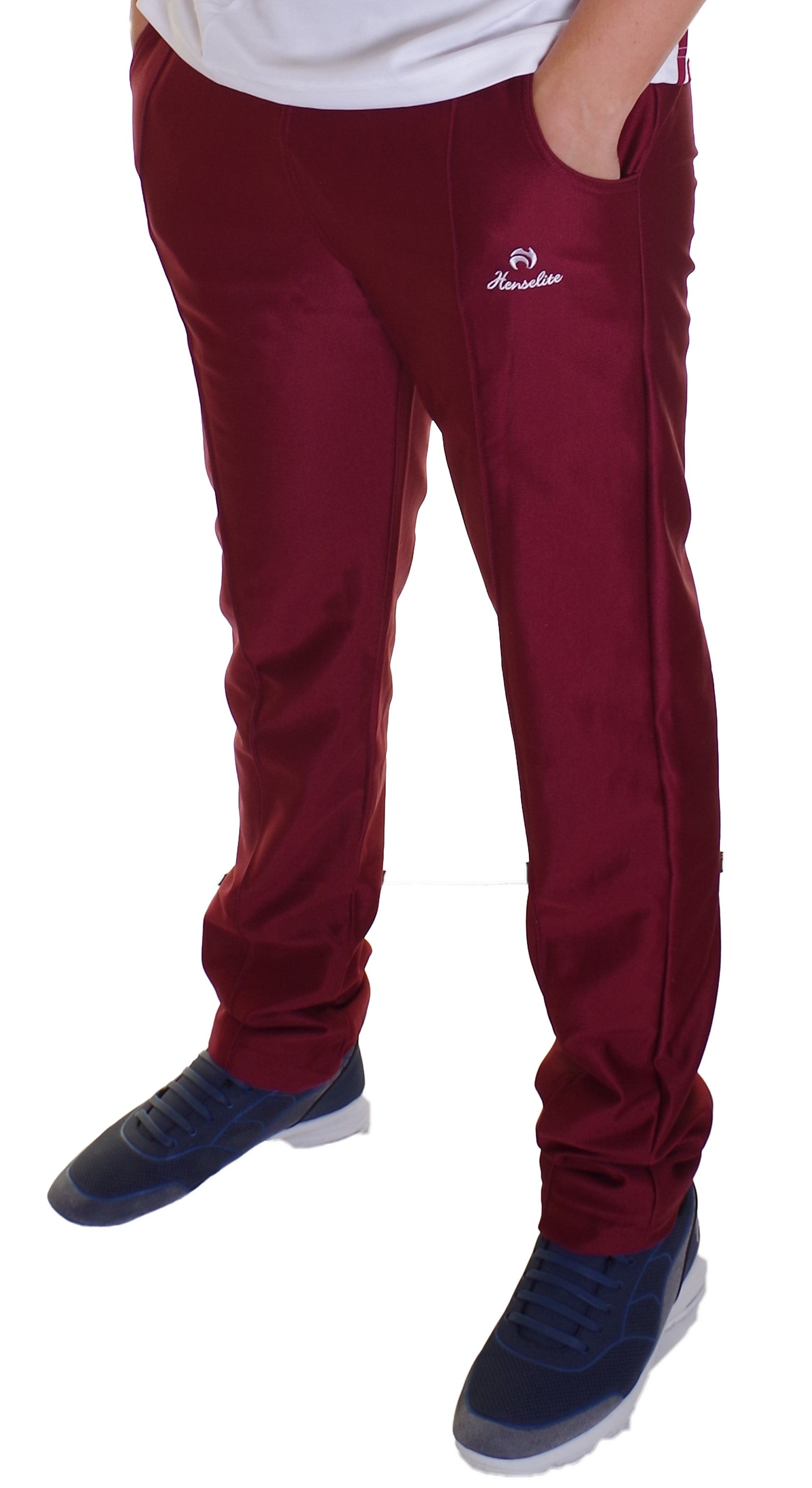 Henselite Sports Trousers in Maroon – lightweight, breathable bowls trousers.