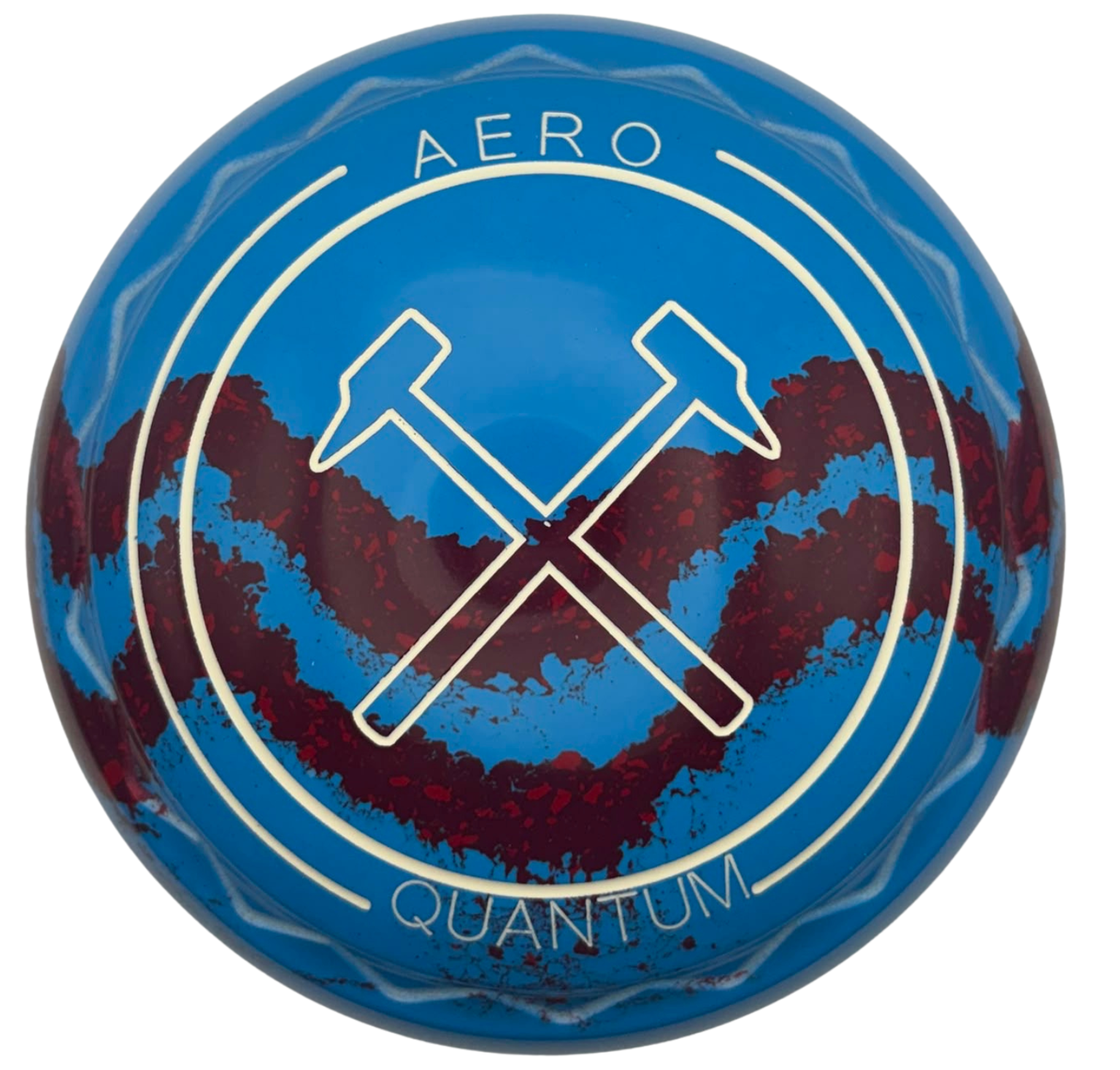 Aero Quantum 2H Solid Blue - Maroon Swirl Hammers Emblem Z-Scoop front 