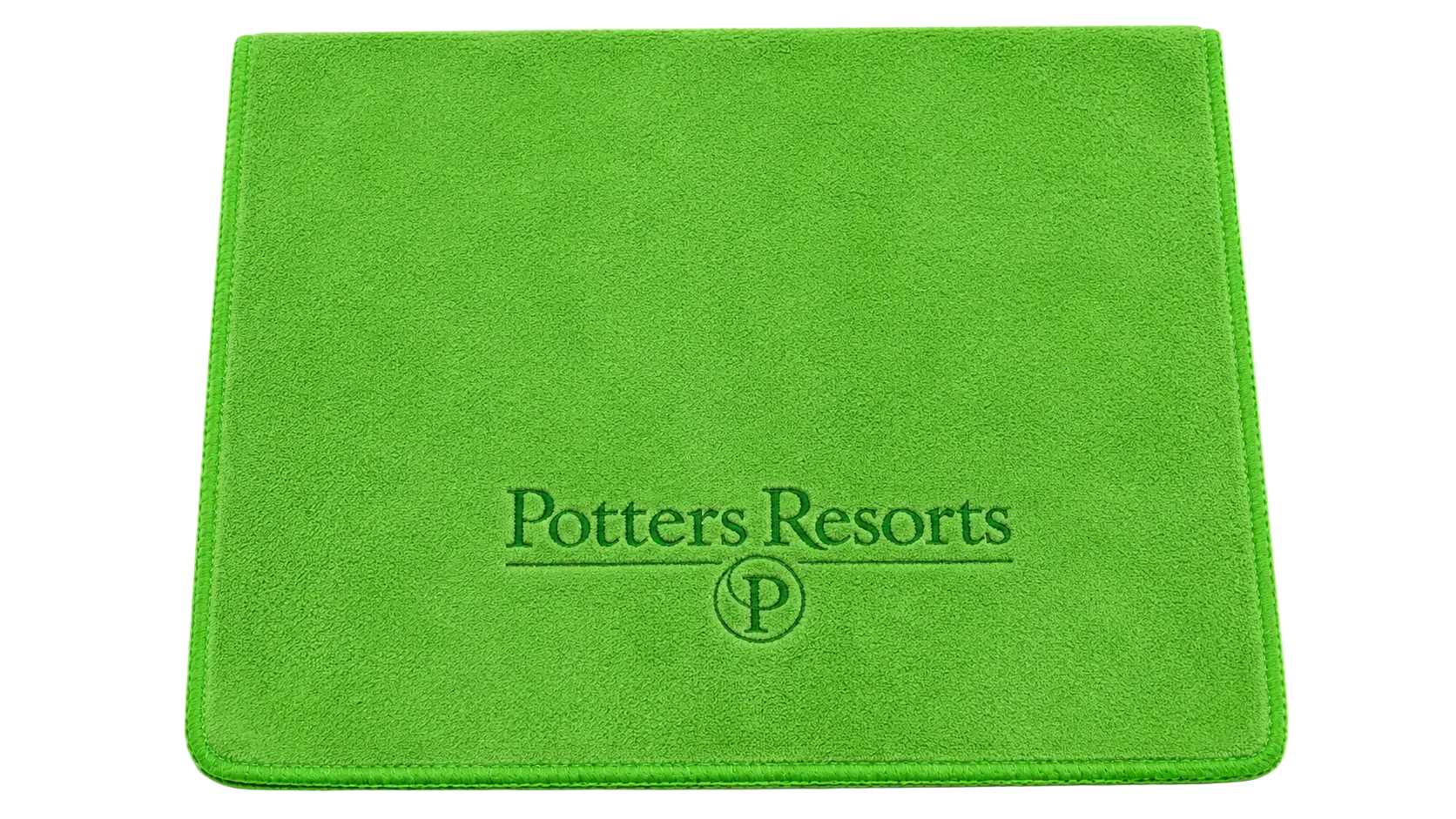 Green mat with 'Potters Resorts' logo on a white background