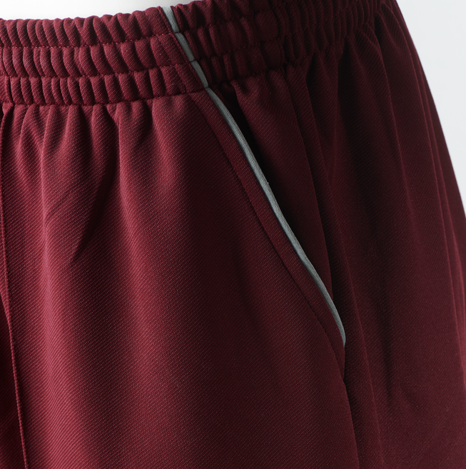 close up of maroon ladies sports trousers