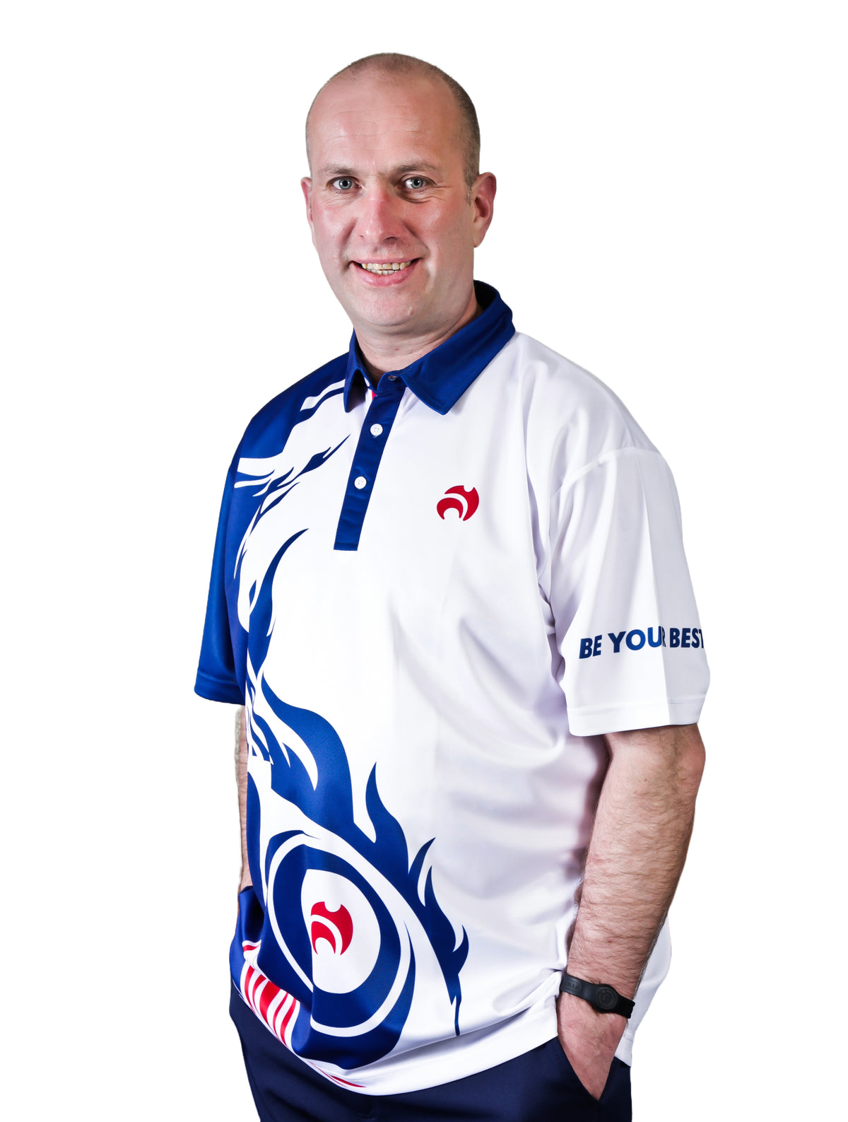Henselite Style 25 Unisex Polo Red White Blue