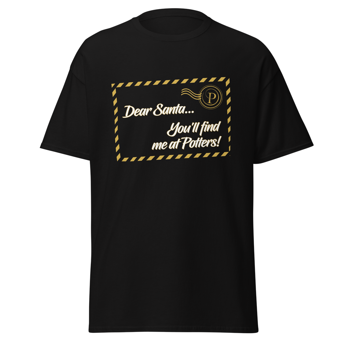 Potters Exclusive Dear Santa Christmas T Shirt in Black