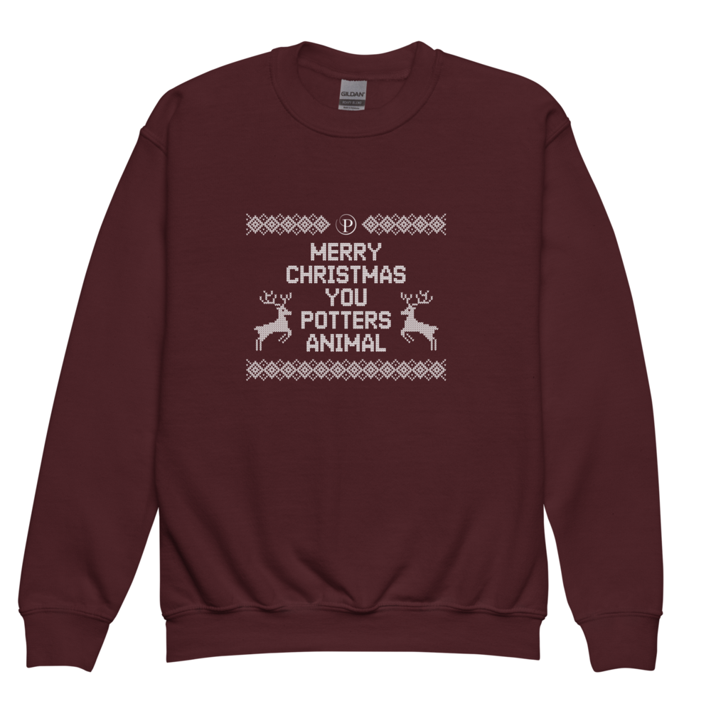 Potters Exclusive Merry Christmas You Potters Animal sweatshirt in Maroon