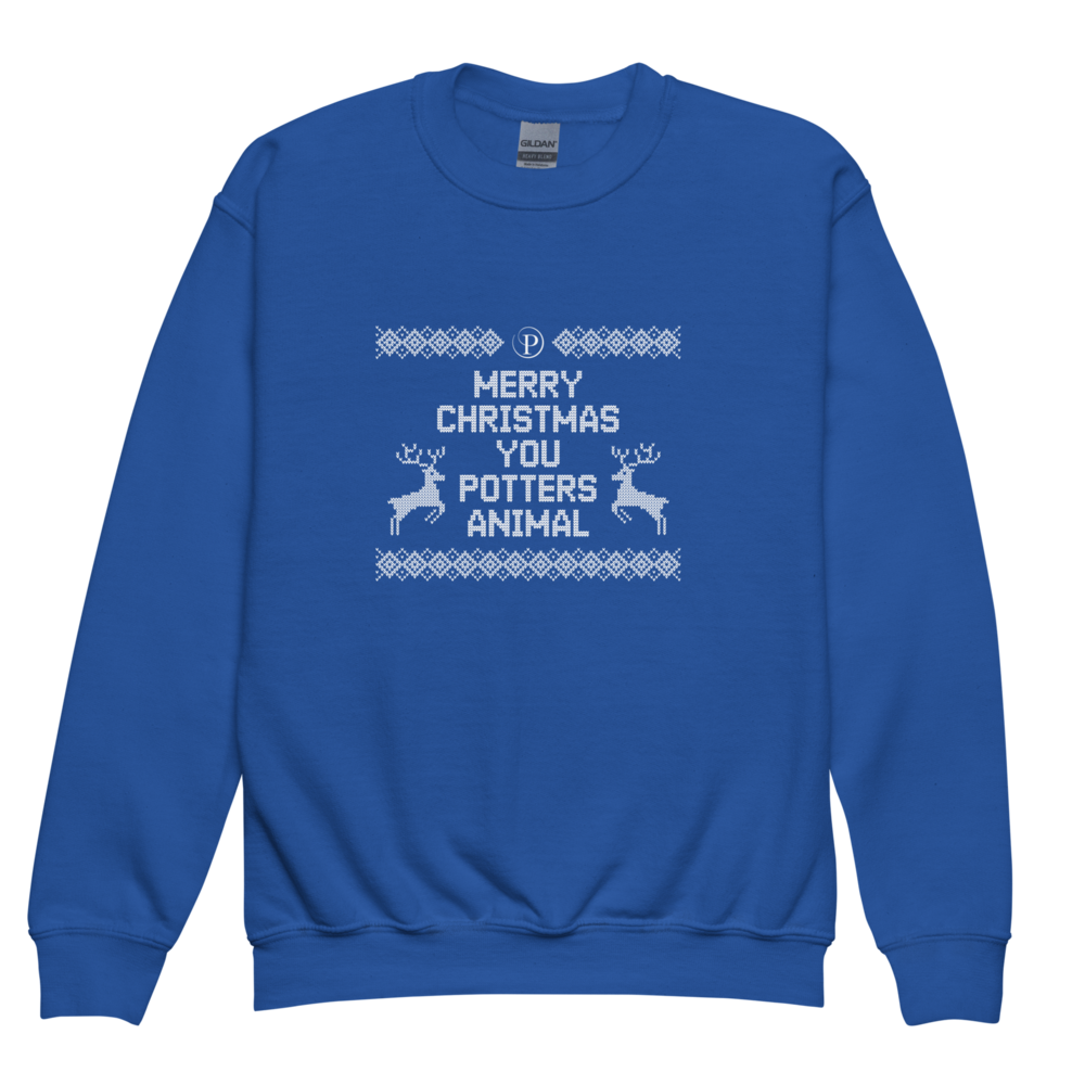 Potters Exclusive Merry Christmas You Potters Animal sweatshirt in Royal Blue