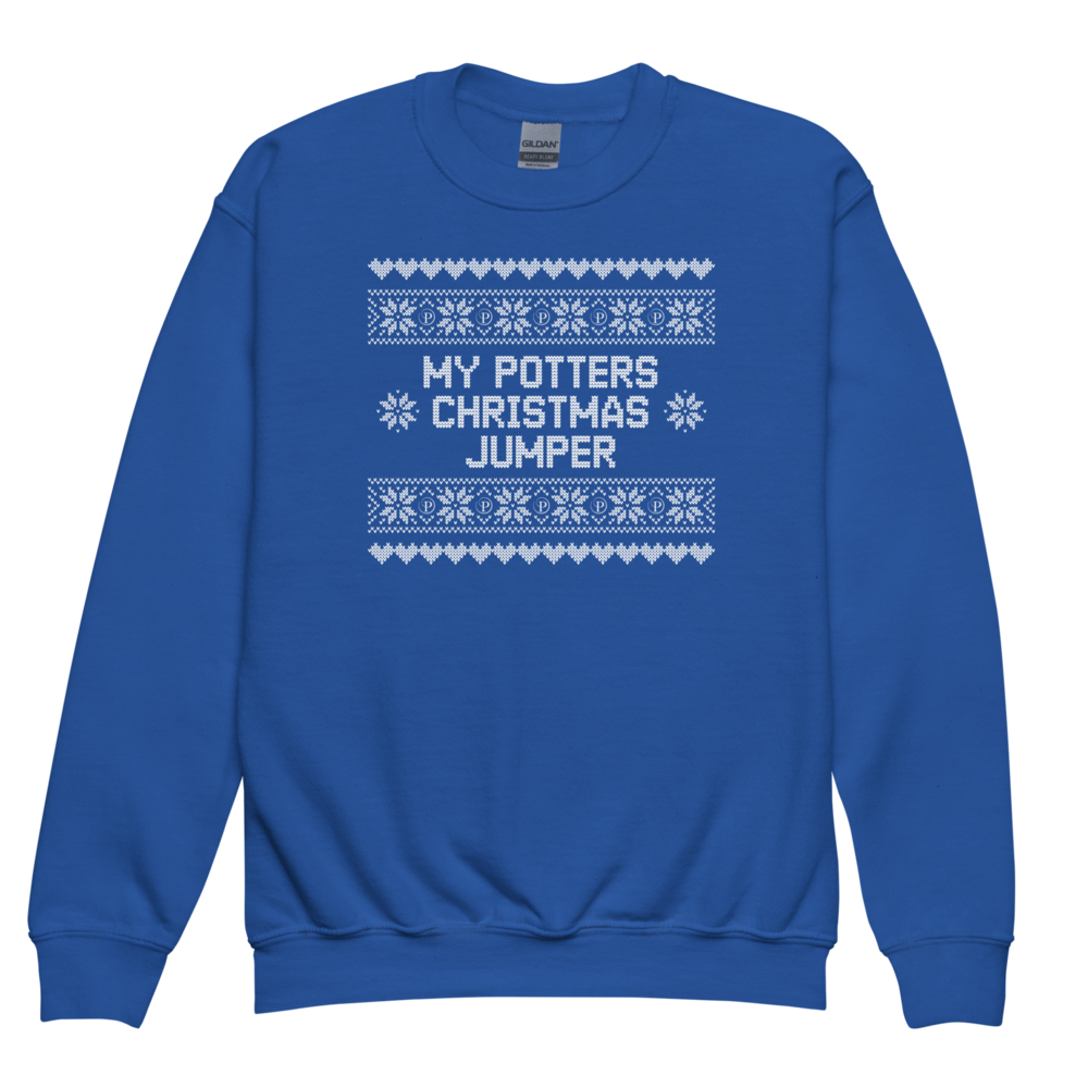 Potters Exclusive My Potters Christmas Jumper sweatshirt in Royal Blue