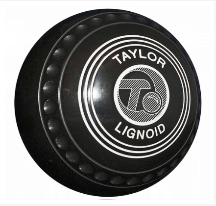 Taylor Black Lignoid Lawn Bowls Set – wide bias in classic black.